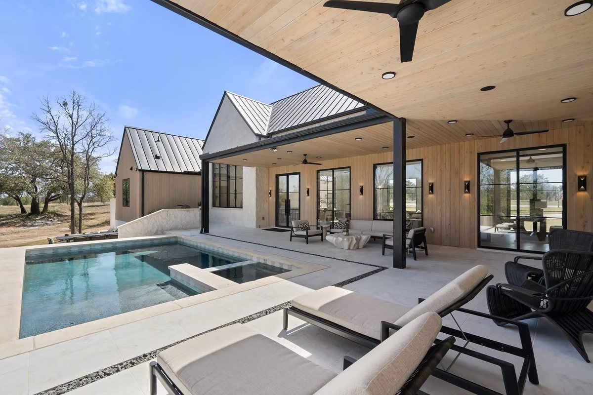 Modern Middle Tennessee home with pool and covered patio